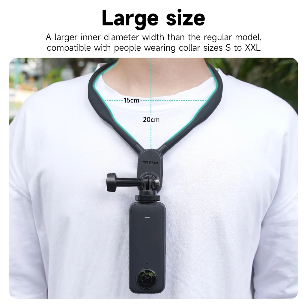 Telesin ใหม่ SE Neck Mount สําหรับ GoPro Insta360 DJI Osmo Action กล้องกีฬาซิลิโคนวงเล็บคอ thumbnail 4