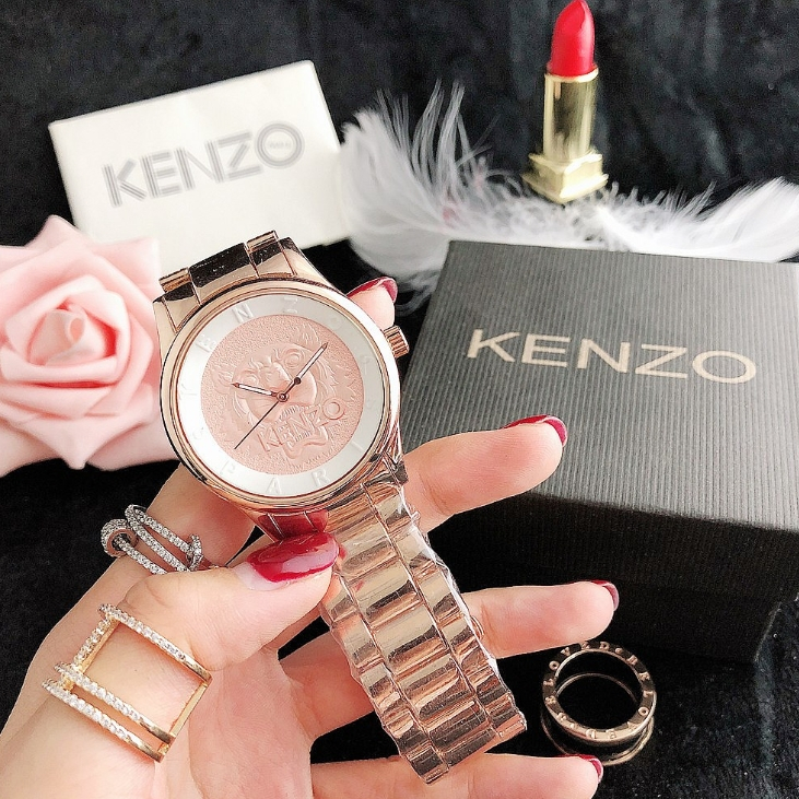 Kenzo สินค้าใหม่ Mens Simple Surface Quartz Movement สายสแตนเลสแฟชั่นนาฬิกาประณีต