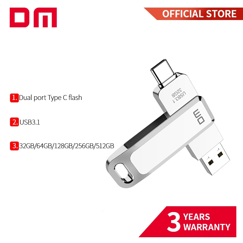 Dm Type C USB3.1 แฟลชไดรฟ์ PD168 32G 64G 128G 256G พร้อมพอร์ตคู่สําหรับสมาร์ทโฟนและคอมพิวเตอร์