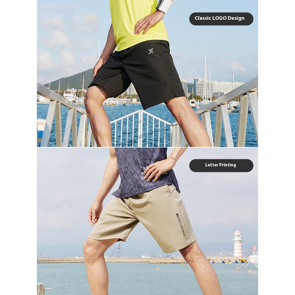 Xtep Sports Track Field Quick Dry Fifth pants Ice Silk Fitness Training กางเกงวิ่งสําหรับผู้ชาย — صورة 4