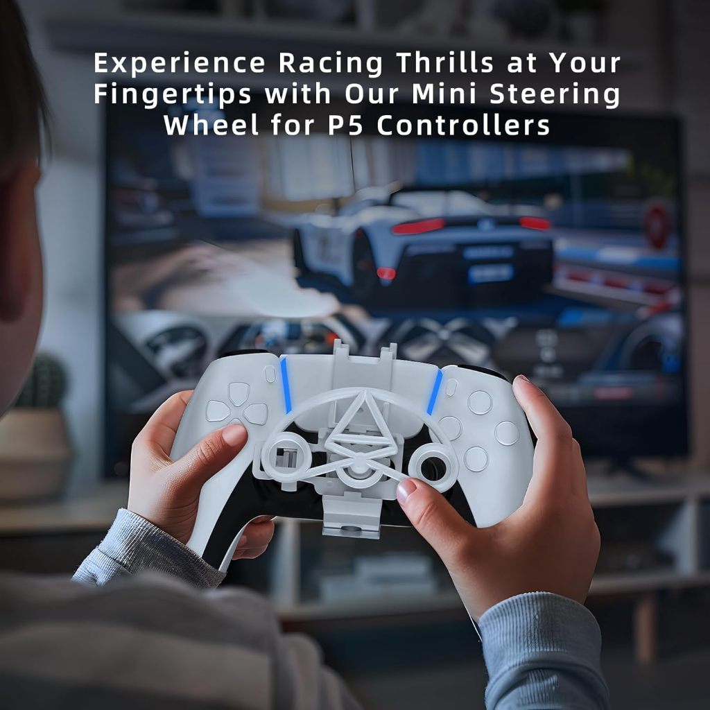 พวงมาลัยขนาดเล็กสําหรับคอนโทรลเลอร์ PS5,อุปกรณ์เสริมเกมแข่งรถเข้ากันได้กับ PS5 & PS5 Slim
