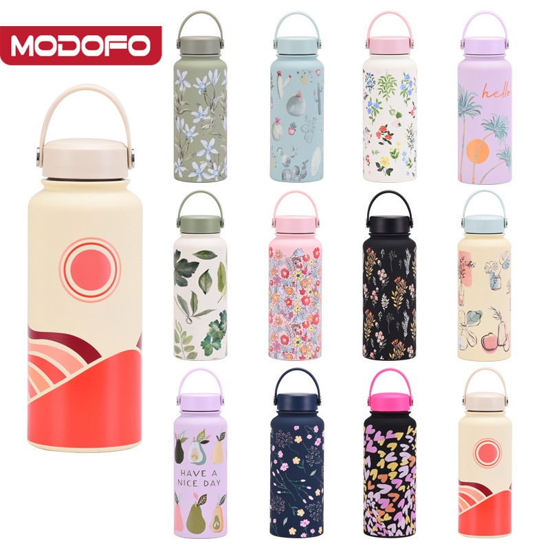 MODOFO ขวดน้ําสุญญากาศ ปากกว้าง จุน้ําได้เยอะ สําหรับเล่นกีฬากลางแจ้งกระติกน้ำเ กระติกน้ําร้อน1000ml