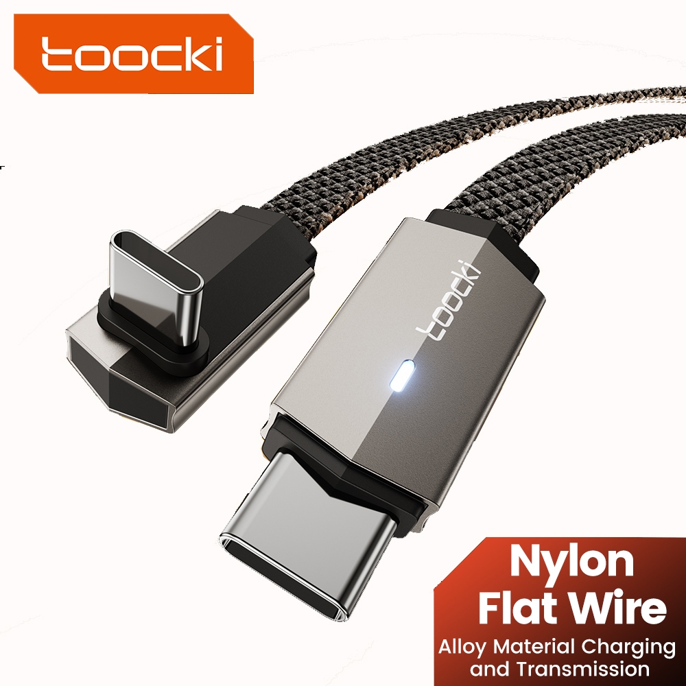 Toocki ข้อศอก 90 องศา Dual Type C Data Cable 60W Rapid Flash ชาร์จ PD20W USB C สายชาร์จเร็ว