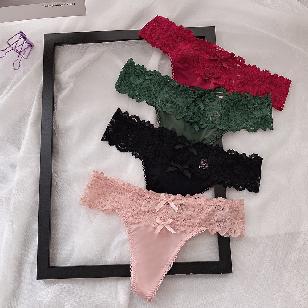 ผู้หญิงเซ็กซี่ลูกไม้ทองไม่มีรอยต่อ T-Back โปร่งใส Knickers ชุดชั้นใน