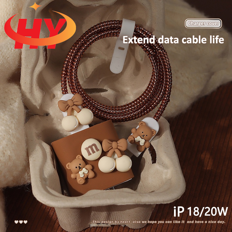 Hy ยี่ห้อใหม่ Ip-18W/20W Charger Protector น่ารักเชอร์รี่และสาวสเตอริโอรูปแบบสายชาร์จป้องกันกรณีใช้งานร่วมกับ Ip 20W 11 12 13pro Ma