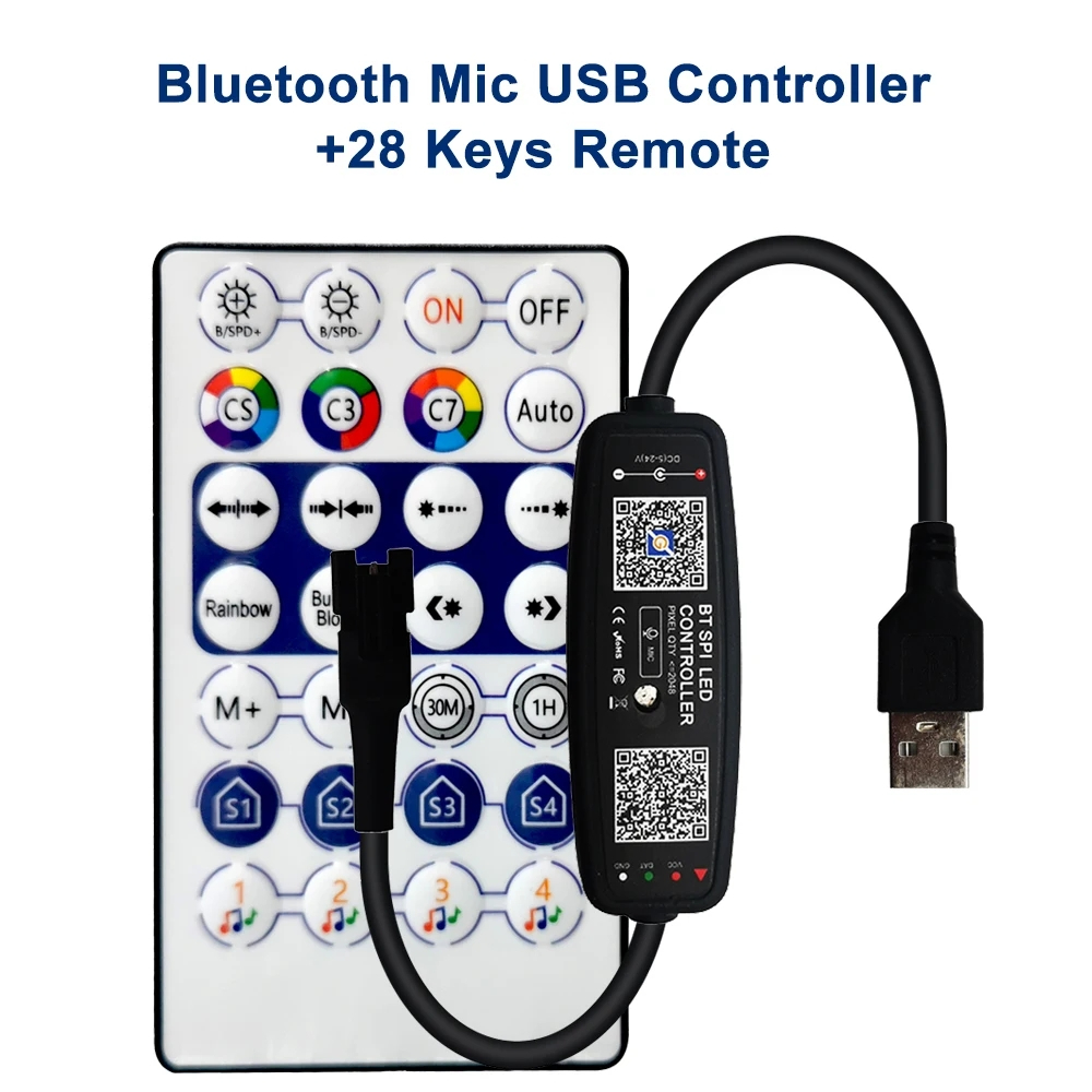Magic Home บลูทูธ LED พิกเซล Controller 28 คีย์ระยะไกล DC/USB เพลง Controller สําหรับ WS2812 SK6812 WS2811 Strip DC5-24V