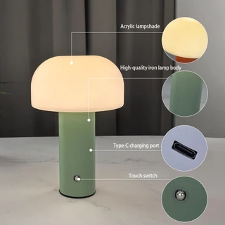 ใหม่โคมไฟเห็ด LED ชาร์จตารางโคมไฟ 3 สี Dimming โคมไฟตั้งโต๊ะเห็ด Night Light สำหรับบาร์ร้านอาหารตกแต่งห้องนอน