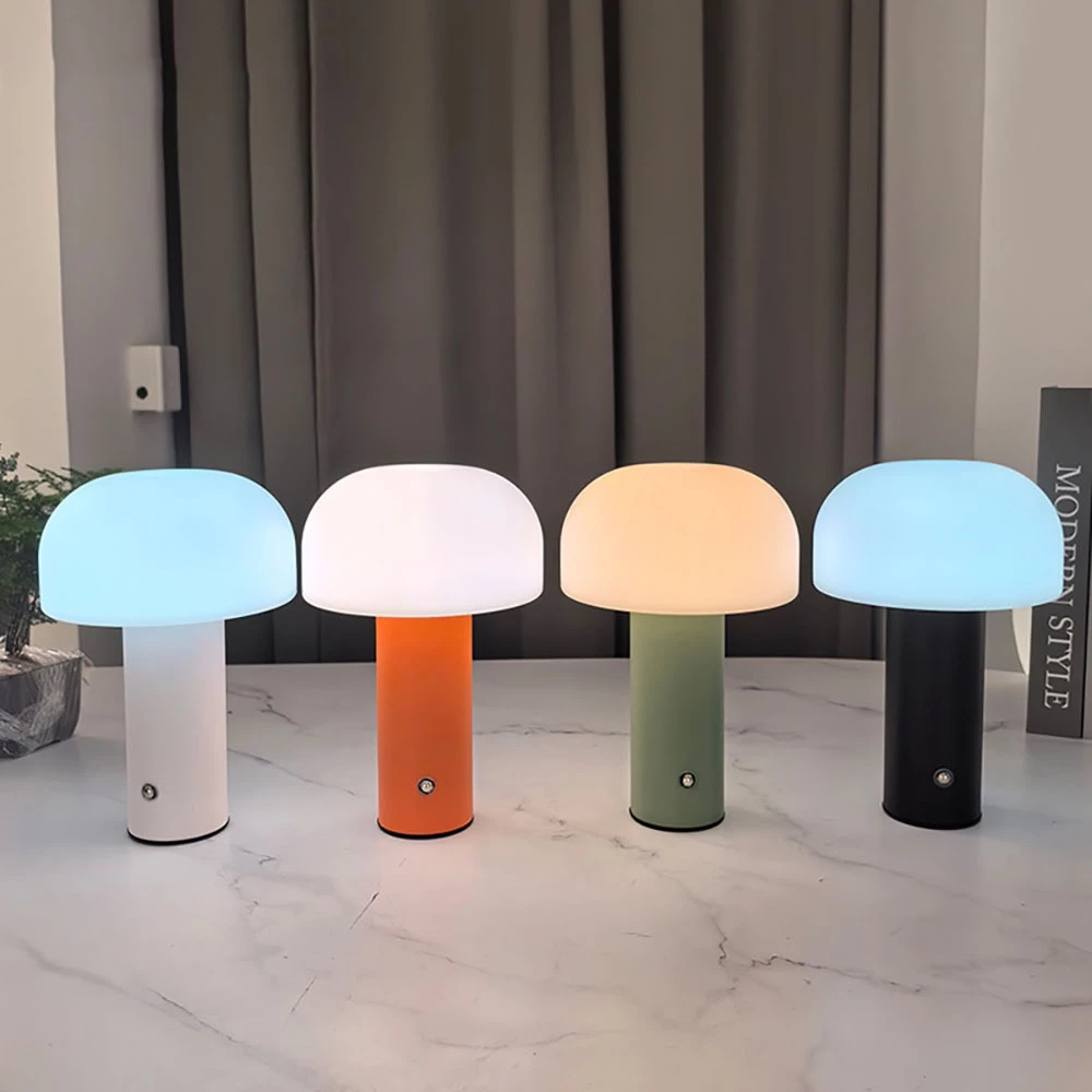 ใหม่โคมไฟเห็ด LED ชาร์จตารางโคมไฟ 3 สี Dimming โคมไฟตั้งโต๊ะเห็ด Night Light สำหรับบาร์ร้านอาหารตกแต่งห้องนอน