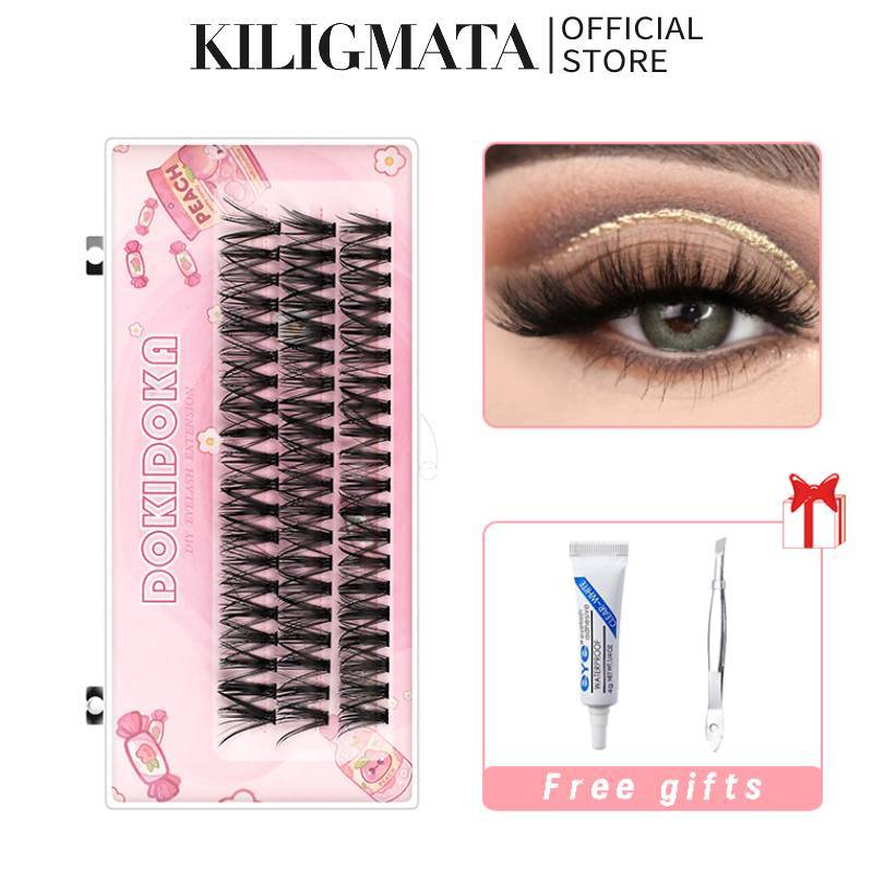 KILIGMATA ขนตาปลอม 60 คลัสเตอร์ D Curl 30D 40D DIY ขนตาปลอม ช่อหนา (คลัสเตอร์ D-8-14 คละแบบ)