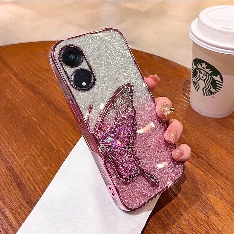 Oppo Reno 12F A60 Reno 11F A3Pro A3X A79 5g A38 A18 A58 A78 5g Reno 8T A57 2022 A77 A17K Reno 7Z 8Z เคสโทรศัพท์สําหรับ ผีเสื้อ