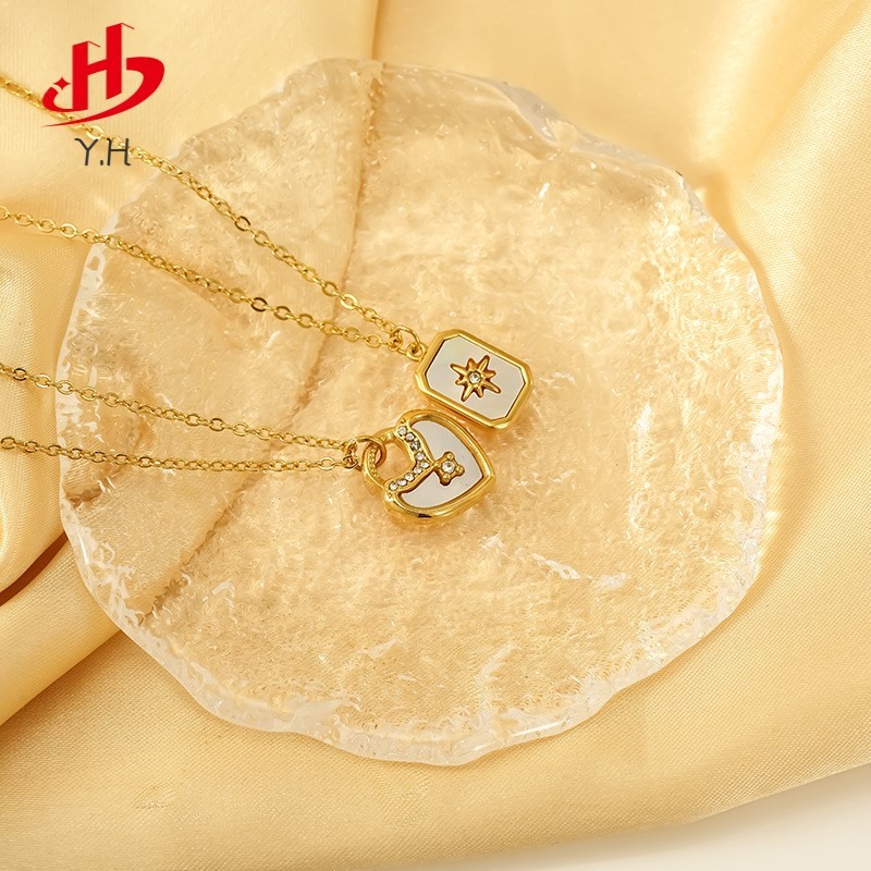 ⭐Y.H⭐สร้อยคอรูปหัวใจ สีทอง 18 K สร้อยคอสแตนเลส