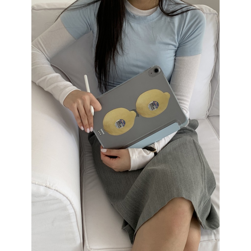 สไตล์เกาหลีอินสไตล์สดชื่นมะนาวหนังสีฟ้าเหมาะสําหรับ2024เคสป้องกันไอแพด2022แอปเปิ้ลไอแพด35ซมเคสป้องกันอากาศ5 10.9เคสแท็บเล็ตกันกระแทกนิ่มพร้อมตัวยึดช่องเสียบปากกา11 - รูปที่ 5