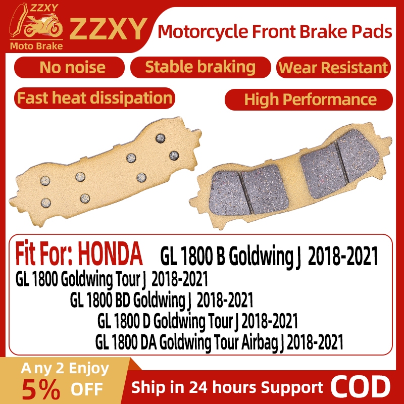 ผ้าเบรกหน้าใยเซรามิกสำหรับรถจักรยานยนต์ 1 คู่ เหมาะสำหรับHONDA GL1800 B Goldwing J 18-21 GL1800 BD G