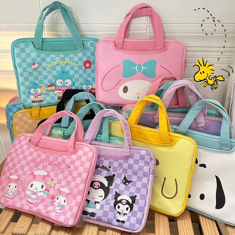 Kuromi cinnamoroll hellokitty Melody pu กระเป๋าเก็บการ์ตูนน่ารัก hangyondon โน้ตบุ๊คแบบพกพา ipad กระเป๋าคอมพิวเตอร์ purin XO pochacco dog