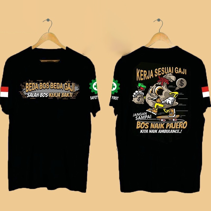 Kaos Distro Pria Beda Bos Beda Gaji เสื้อยืดแฟชั่นผ้าฝ้ายผู้ชายผู้หญิงเสื้อยืดแขนสั้น