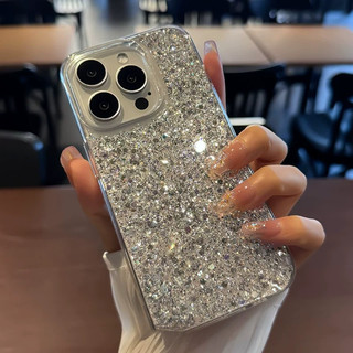 หรูหราBling Glitterเคสโทรศัพท์สําหรับiPhone17 16 Pro Max15 14 Pro Max 13 12 11 Promaxเลนส์โลหะป้องกันกันกระแทกปกหลัง