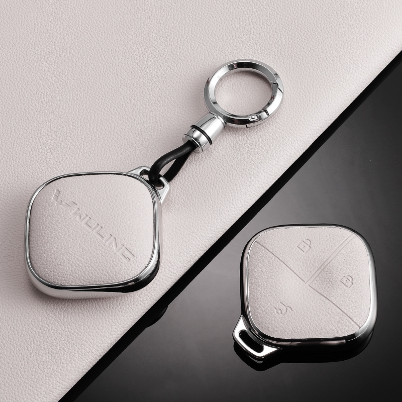 （TPU+เครื่องหนัง）เคสกุญแจรีโมตรถยนต์  สําหรับ Wuling AIR EV Wuling Almaz Cortez AIR EV ของแต่งรถยนต์ พวงกุญแจ - รูปที่ 4