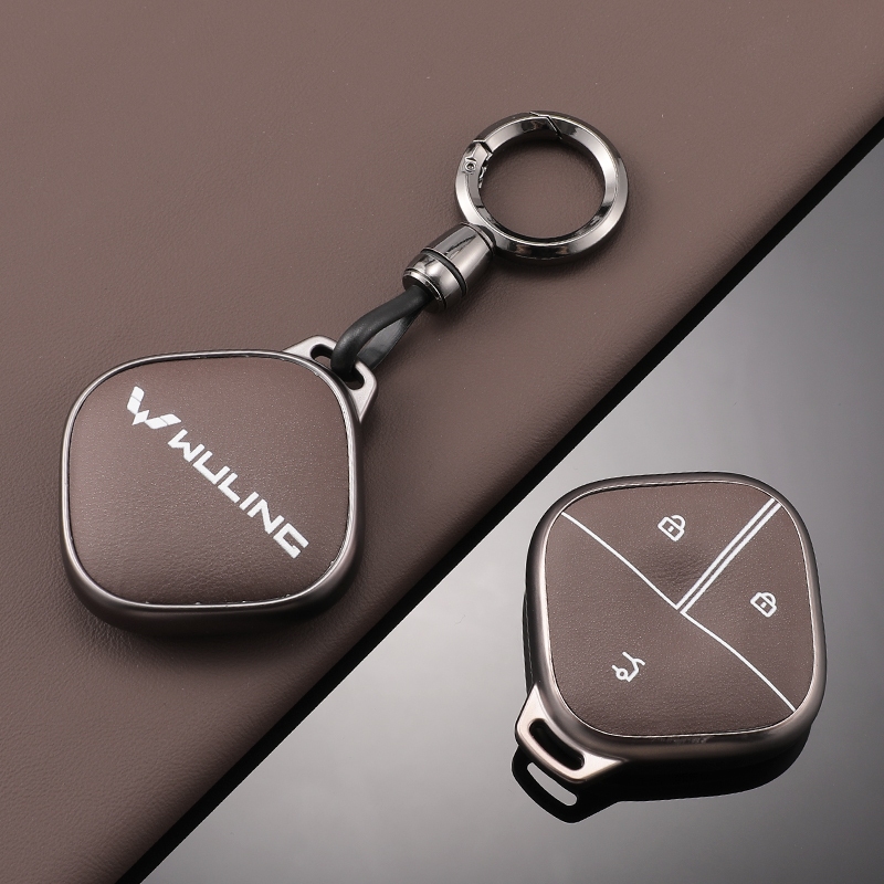 （TPU+เครื่องหนัง）เคสกุญแจรีโมตรถยนต์  สําหรับ Wuling AIR EV Wuling Almaz Cortez AIR EV ของแต่งรถยนต์ พวงกุญแจ - รูปที่ 5