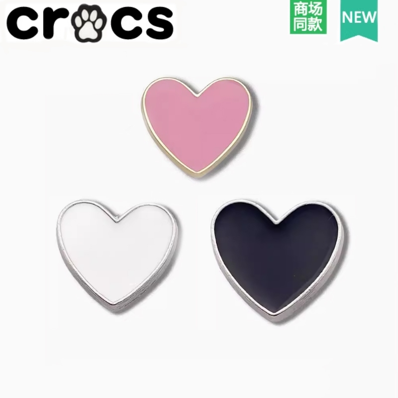 Crocs Crocs Crocs Zhibixing Accessories Wang Junkai รองเท้ารูสไตล์เดียวกันดอกไม้สไตล์ใหม่ Texture Metal Love Series