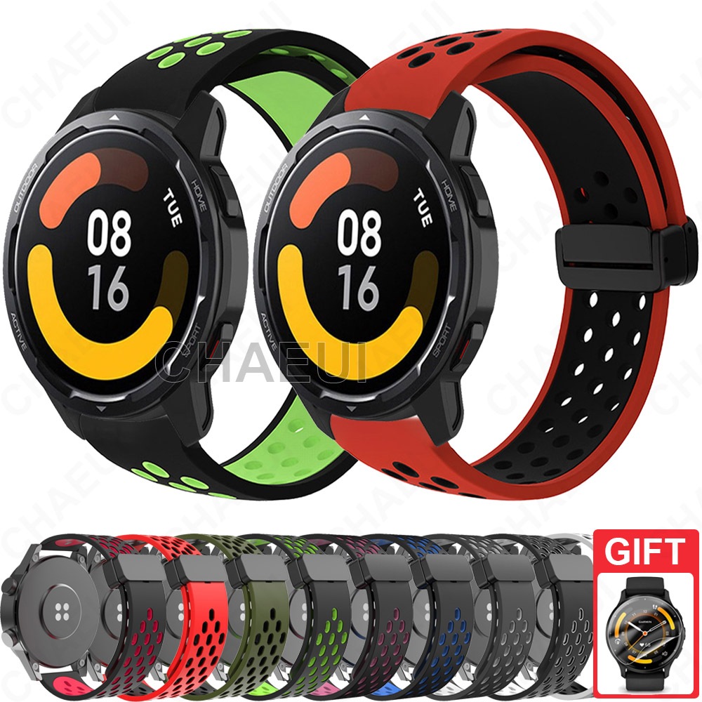 สายซิลิโคน Double Color Band Magnetic Buckle Bracelet สําหรับ Xiaomi Watch 5 / S4 / S3 / 2 Pro / S1 Active / S1 Pro / Mi Watch Color ราคา ถูกที่สุด ดีลบีเคเค