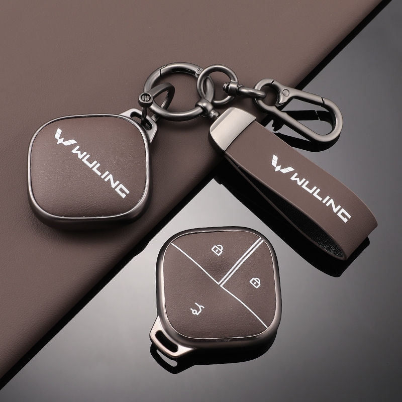（TPU+เครื่องหนัง）เคสกุญแจรีโมตรถยนต์  สําหรับ Wuling AIR EV Wuling Almaz Cortez AIR EV ของแต่งรถยนต์ พวงกุญแจ - รูปที่ 3