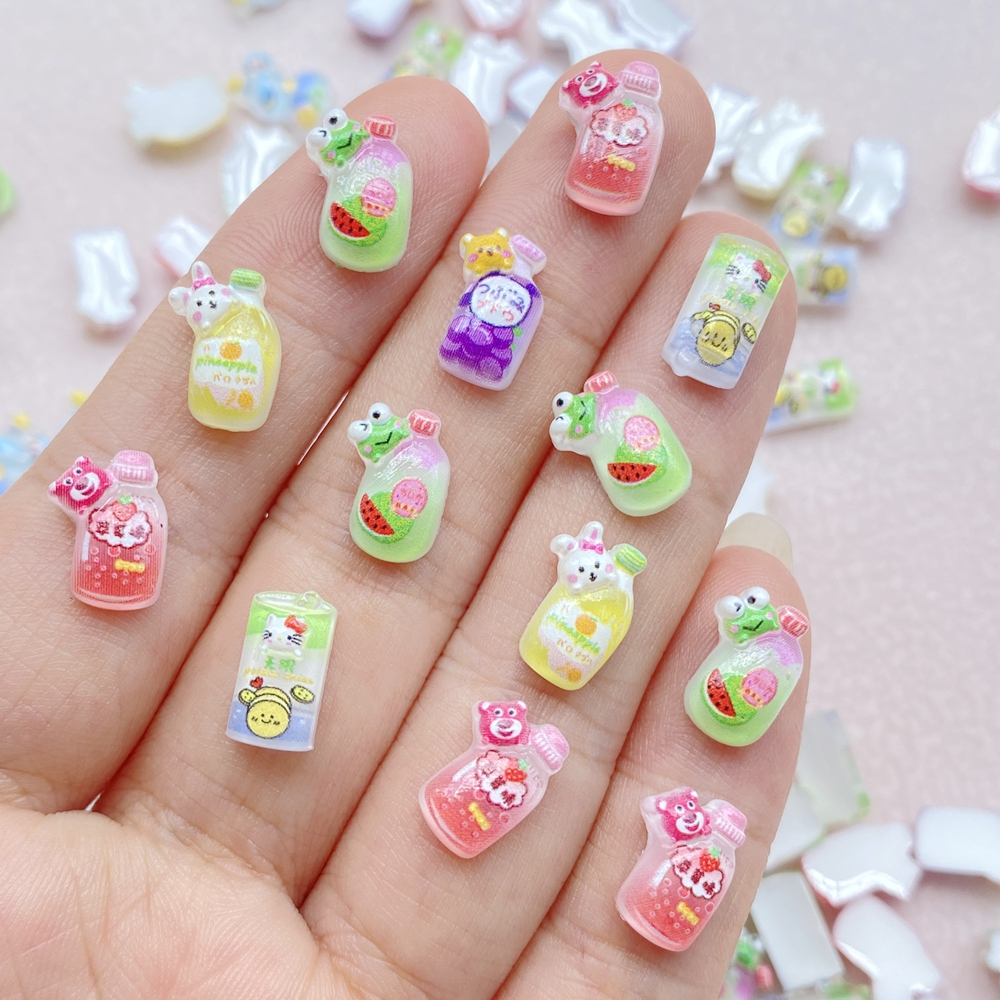 ขายร้อนน่ารักการ์ตูน Sanrio สัตว์เครื่องดื่มขวด 3D Mini Multicolor DIY 50 ชิ้น