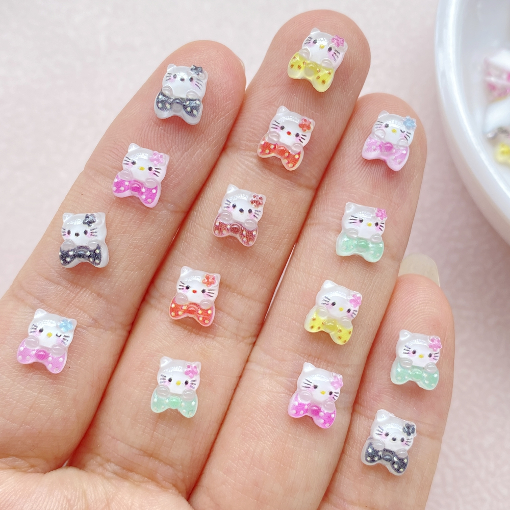 ประติมากรรมเรซิ่น, ซานริโอ น่ารักที่มีสีสันเงาการ์ตูน เคที แมว ตกแต่งอัญมณีประดิษฐ์, ตกแต่งเล็บ, สมุดภาพ, งานฝีมือ ทําเอง 50 ชิ้น