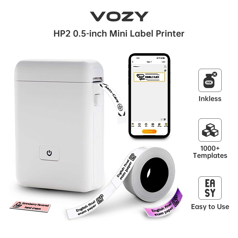 [ไทยในสต็อก] VOZY HP2 เครื่องพิมพ์ฉลาก ฉลากความร้อน บลูทูธ แบบพกพา