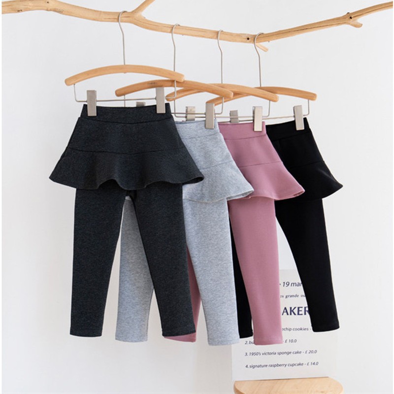 ฤดูใบไม้ผลิฤดูใบไม้ร่วงต้นฤดูใบไม้ร่วงสาว Culottes Basic All-Match สาวกางเกงขนแกะ Warm สาวกางเกงขายาวกระโปรงเสื้อผ้าเด็กกางเกงเด็ก