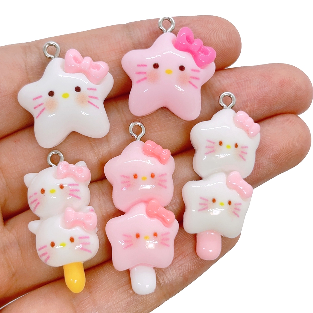 1 ชิ้นสีชมพูเรซิ่น Charms Kawaii Clear Glitter Catoon Love Kity Cat Decor จี้ DIY พวงกุญแจหัตถกรรมอุปกรณ์เครื่องประดับผลการค้นหา