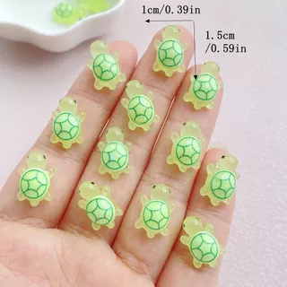 เรซิ่นลายการ์ตูนเต่าใสเรืองแสงสีสันสดใสน่ารักใช้สําหรับตกแต่งเล็บ ทําเอง 20 ชิ้น