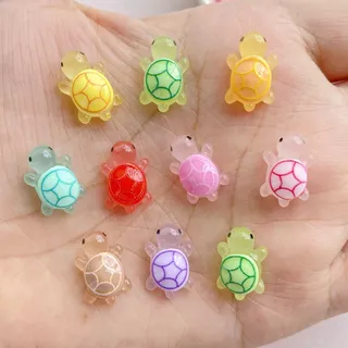เรซิ่นลายการ์ตูนเต่าใสเรืองแสงสีสันสดใสน่ารักใช้สําหรับตกแต่งเล็บ ทําเอง 20 ชิ้น