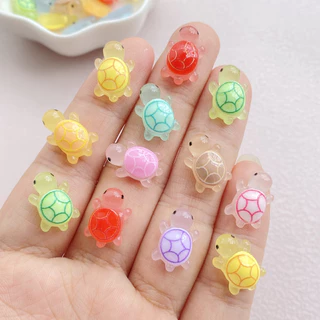 เรซิ่นลายการ์ตูนเต่าใสเรืองแสงสีสันสดใสน่ารักใช้สําหรับตกแต่งเล็บ ทําเอง 20 ชิ้น