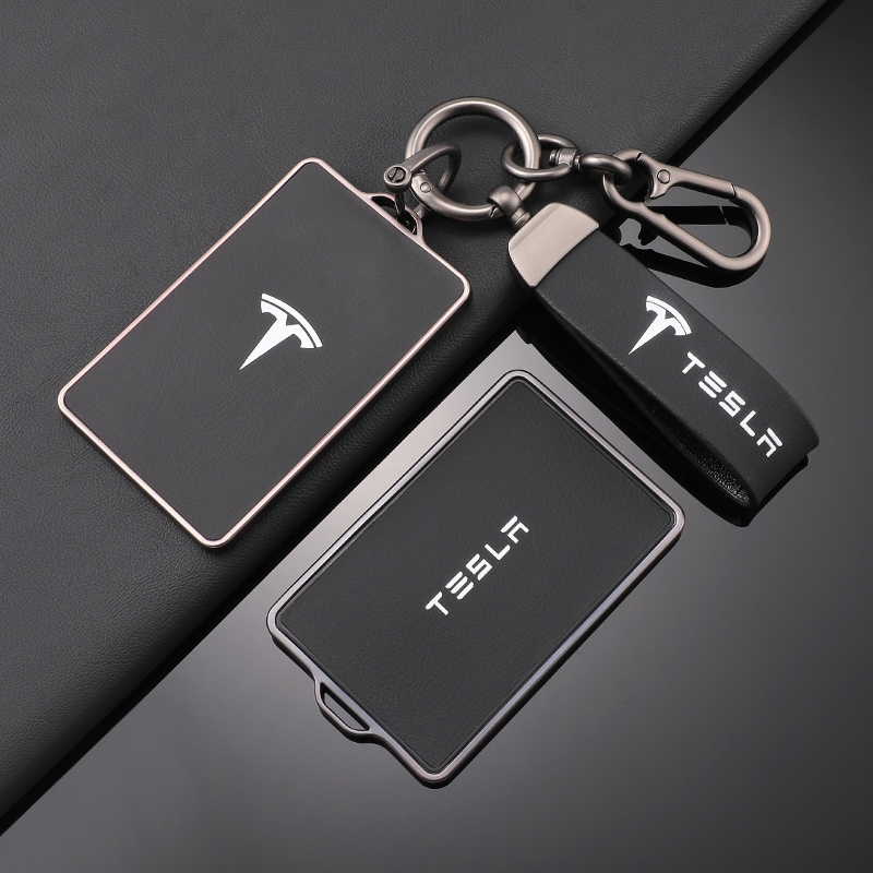 เคสกุญแจรีโมทรถยนต์  TPU+เครื่องหนัง สําหรับ Tesla Model 3 Model Y Smart Remote ของแต่งรถยนต์ พวงกุญแจ
