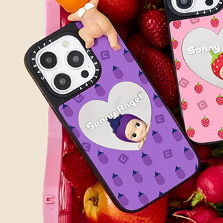 Casetify X Sonny Angel Harvest Heart Eggplant IPhone Case แม่เหล็กดูด Matte Black & Silver Electroplating Apple IPhone 15 14 13 12 Pro Max Plus Hard Back Case