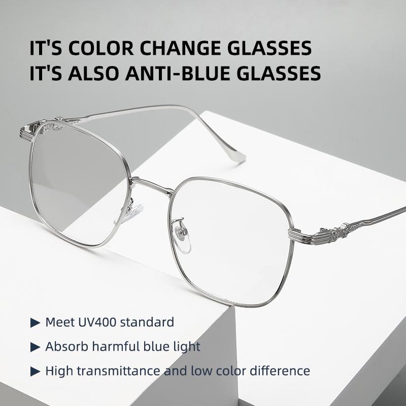 ฟรีกล่องกระจก+ผ้ากระจก LCYY Photochromic ป้องกันรังสีแว่นตาสําหรับผู้หญิงผู้ชายโลหะเปลี่ยนเลนส์กรอบแว่นตา Transition แว่นตาป้องกันแสงสีฟ้า9005 ราคา ถูกที่สุด ดีลบีเคเค แกลเลอรีภาพที่ 6
