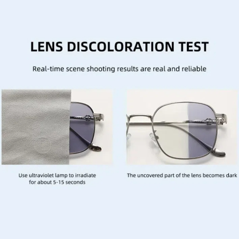 ฟรีกล่องกระจก+ผ้ากระจก LCYY Photochromic ป้องกันรังสีแว่นตาสําหรับผู้หญิงผู้ชายโลหะเปลี่ยนเลนส์กรอบแว่นตา Transition แว่นตาป้องกันแสงสีฟ้า9005 ราคา ถูกที่สุด ดีลบีเคเค แกลเลอรีภาพที่ 5