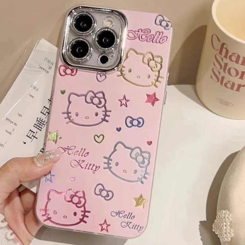 เหมาะสําหรับเคส iPhone IP11PROMAX IP12 IP13 IP14PLUS กรอบเลนส์ระดับไฮเอนด์แฟชั่นอินเทรนด์เคส IP15PRO MAX IP14 IP12 PRO เส้นด้ายขนนกสีแมวเคสโทรศัพท์ทนทาน