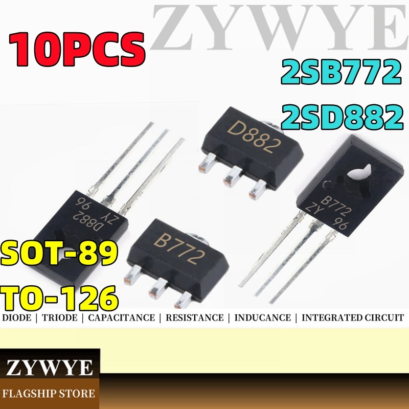10 ชิ้น B772 D882 Triode B772P D882P TO-126 2SD882 2SB772 SOT89