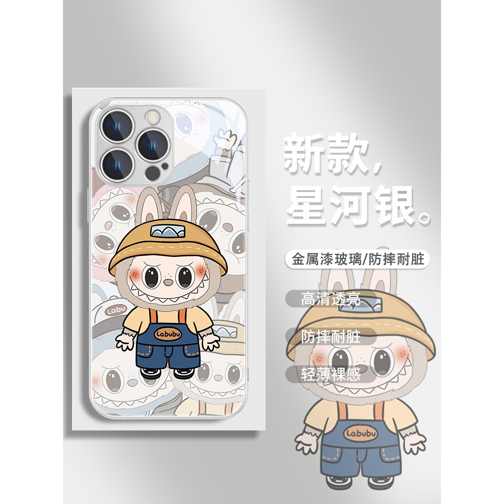 เหมาะสําหรับเคส iPhone 11 PRO MAX IP12 IP13 IP14 plus เคสแก้วกรอบเลนส์พรีเมี่ยม IP7 8 IPX S MAX ตัวการ์ตูนน่ารักเคสโทรศัพท์อเนกประสงค์ทนทานกันกระแทก
