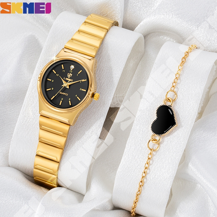 Skmei×liebig นาฬิกาข้อมือ สายสแตนเลส กันน้ํา สีทอง สีเงิน พร้อมกล่อง สําหรับผู้หญิง และผู้ชาย (1 ชิ้น)