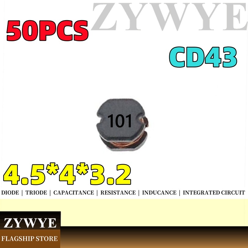 50pcs CD43 ชิปเหนี่ยวนํา 4.5 * 4 * 3.2 มม.1UH 2.2 UH 4.7 UH 10UH 1R0 1R5 2R2 3R3 4R7 6R8 100 101 101 150 151 220 221 330 331470 471 680 681 100เอ่อ
