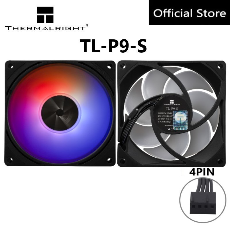 Thermalright TL-P9-S ARGB สีดํา 92 มม.พัดลมCPUคอมพิวเตอร์แชสซีพัดลมQuiet 2200RPMความเร็ว 4PIN PWMพัดลมPCประสิทธิภาพสูงเงียบCoolerพัดลมCPUพัดลมระบายความร้อน