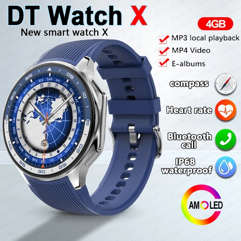 2024 ใหม่ DT Watch X สําหรับ HUAWEI OPPO นาฬิกา X สมาร์ทนาฬิกา 4Gb หน่วยความจํา AMOLED หน้าจอ HD บลูทูธกันน้ําฟิตเนส Smartwatch