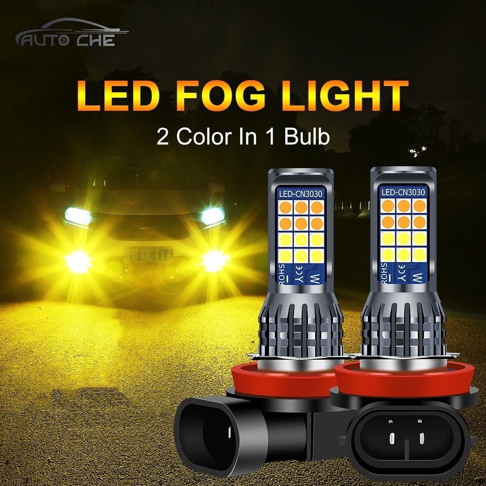 ACTIONOK 2 ชิ้น 24SMD H11 หมอกโคมไฟ 2 สี LED รถ H8 H11 H3 H4 H7 9006 HB4 วันวิ่งแสงยานยนต์หลอดไฟ LED