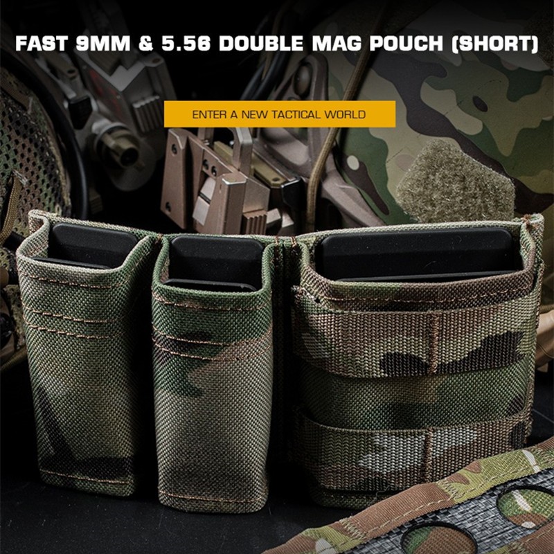Wosport Multi-Purpose molle Outdoor Tactical Bag FAST Double 9MM+5.56 Camouflage Function Bag (ต่ํา)