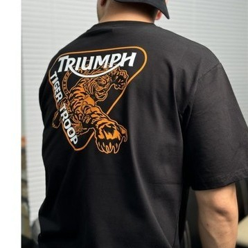 พร้อมสต็อก รถจักรยานยนต์ รถจักรยานยนต์ Triumph Tiger Harley Ducati เสื้อยืดคอกลมแขนสั้นผ้าฝ้ายแท้