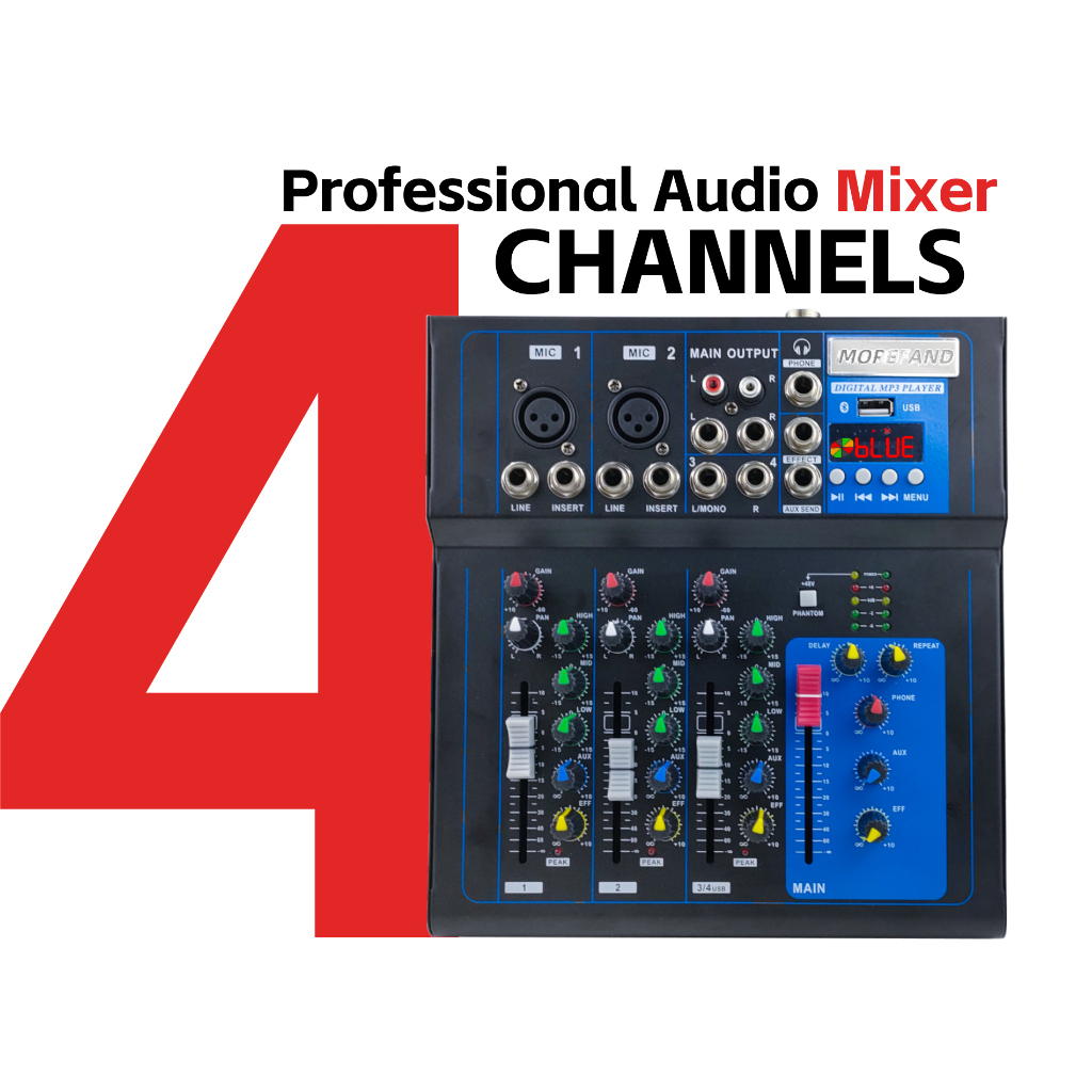 มิกเซอร์คอนโซลเสียง AX8N USB มิกเซอร์ MOREFAND F4/F7 เครื่องขยายเสียง Soundcard