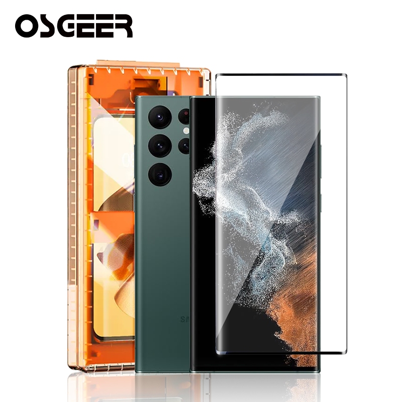 OSGEER [2 แพ็ค] ไม่ใช่ฟิล์มกระจกนิรภัยสําหรับ Samsung Galaxy S24 S23 S25 Ultra 6.8" 5G ป้องกันหน้าจอพร้อม (เครื่องมือฟิล์ม) โปร่งใส HD Clear Anti-Scratch