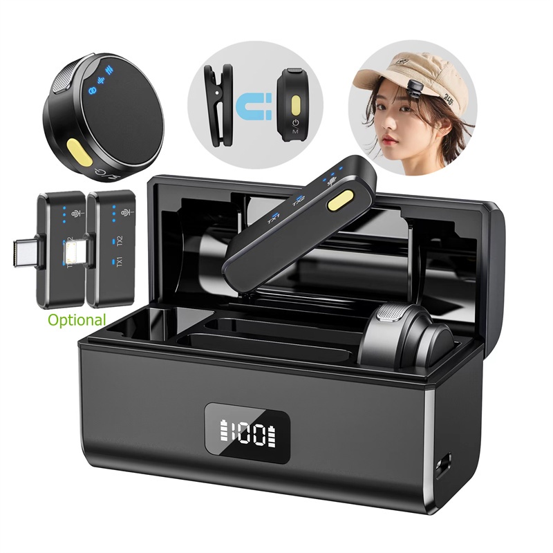 M9 Professional แม่เหล็กไมโครโฟนไร้สาย Lavalier Video Recording Lapel Mini Mic สําหรับ iPhone Androi